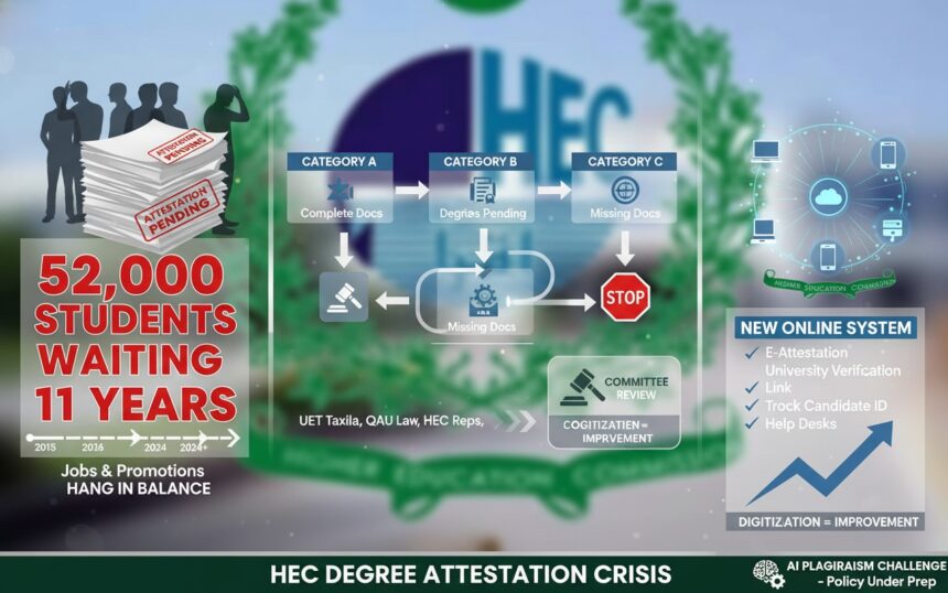 ڈگری اٹیسٹیشن بحران - ہائیئر ایجوکیشن کمیشن کی ڈگری اٹیسٹیشن بحران