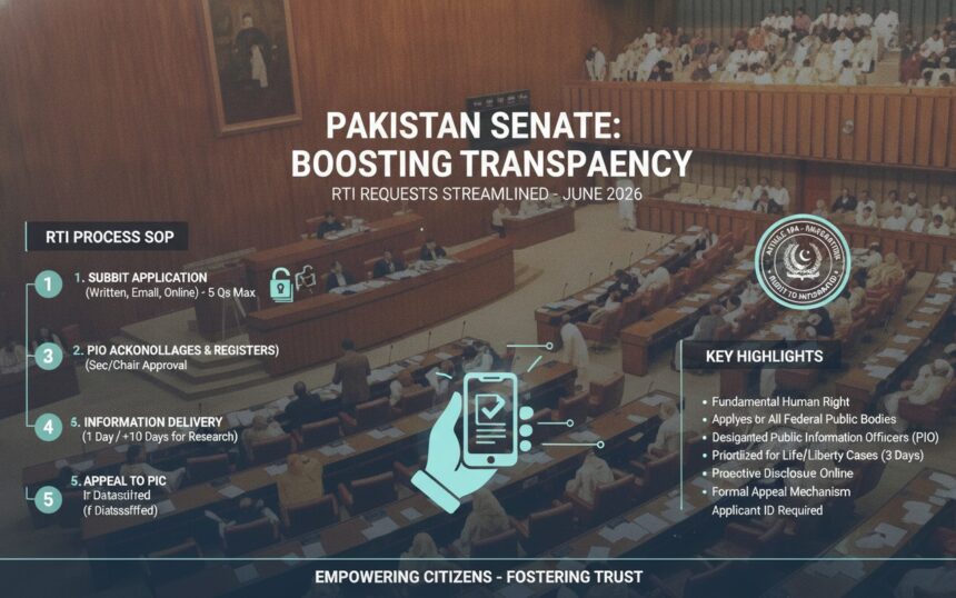 حقِ اطلاع - سینیٹ سیکریٹریٹ کا حقِ اطلاع کے عمل کو منظم کرنا