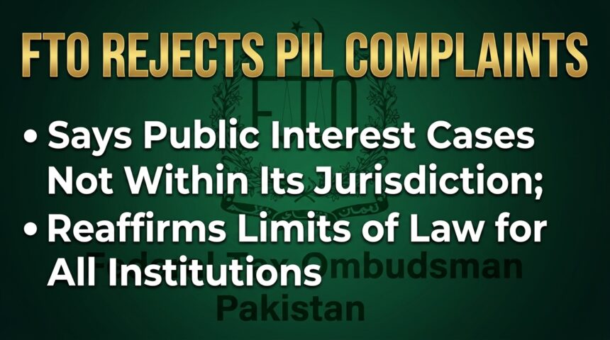 پی آئی ایل سے متعلق ایف ٹی او کا فیصلہ اور دائرہ اختیار
