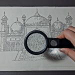بادشاہی مسجد کا اسکیچ جو شانزے خٹک نے خوردبینی طبیعیاتی فارمولوں سے بنایا