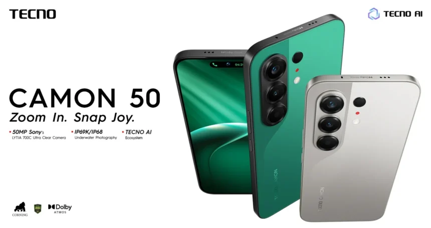 TECNO CAMON 50 پریمیم اسمارٹ فون کے کیمرا، ڈسپلے اور پائیداری کی خصوصیات