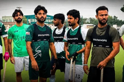 پاکستان ہاکی ٹیم کے کھلاڑی تربیتی سیشن کے دوران