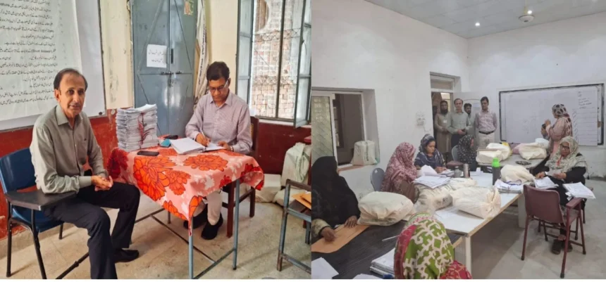 چیئرمین تعلیمی بورڈ راولپنڈی چکوال کے مارکنگ سینٹر کا معائنہ کرتے ہوئے