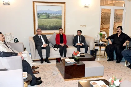 چیئرمین سینیٹ سید یوسف رضا گیلانی پارلیمنٹ ہاؤس میں آذربائیجان کے سفیر خضر فرہادوف سے ملاقات کر رہے ہیں