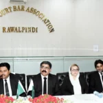 ہائی کورٹ بار راولپنڈی کے اجلاس میں وکلا نمائندگان شریک ہیں