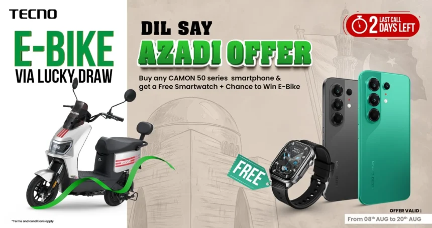 TECNO CAMON 50 Series promotion with free TECNO WATCH 3 Active and Revoo Y06 lucky draw