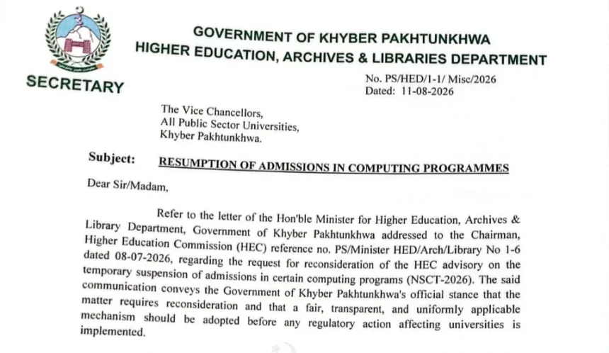 خیبر پختونخوا کی سرکاری جامعہ میں داخلوں سے متعلق علامتی منظر
