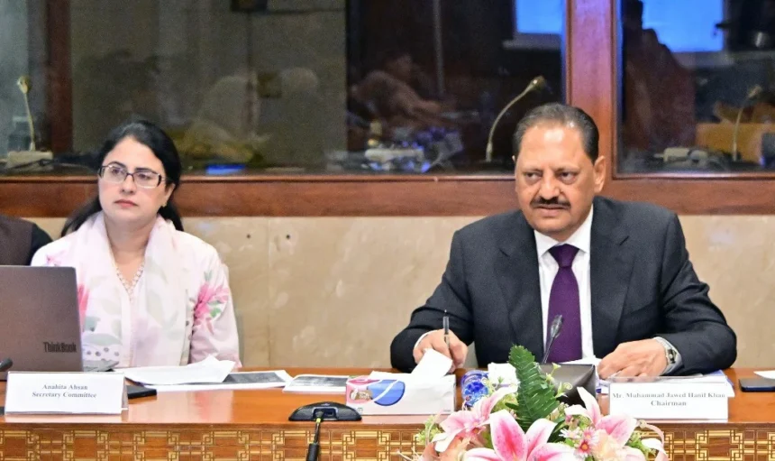 قومی اسمبلی کی قائمہ کمیٹی برائے تجارت کے اجلاس کا منظر