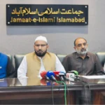 امیر جماعت اسلامی اسلام آباد نصراللہ رندھاوا پریس کانفرنس سے خطاب کرتے ہوئے