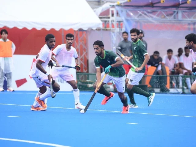 پاکستان ہاکی ٹیم ایشین گیمز 2026 میں عمان کے خلاف میچ کے دوران