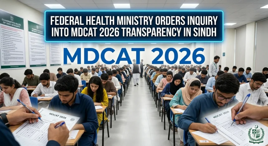 سندھ ایم ڈی کیٹ 2026 کی شفافیت پر وفاقی وزارت صحت کی انکوائری کا مراسلہ