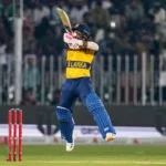 صاحبزادہ فرحان سری لنکا کے خلاف پہلے ٹی ٹوئنٹی میں بیٹنگ کرتے ہوئے